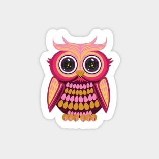 Star Eye Owl - Pink Orange Sticker
